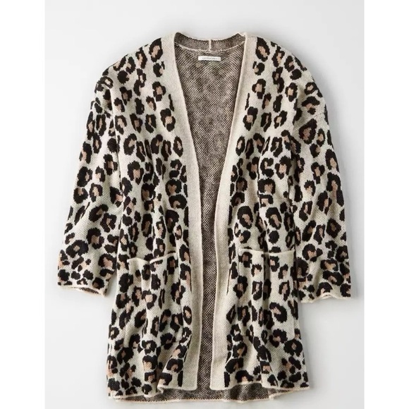 American Eagle Oversized Leopard Cardigan. Super Soft! Size XXS - Picture 2 of 13